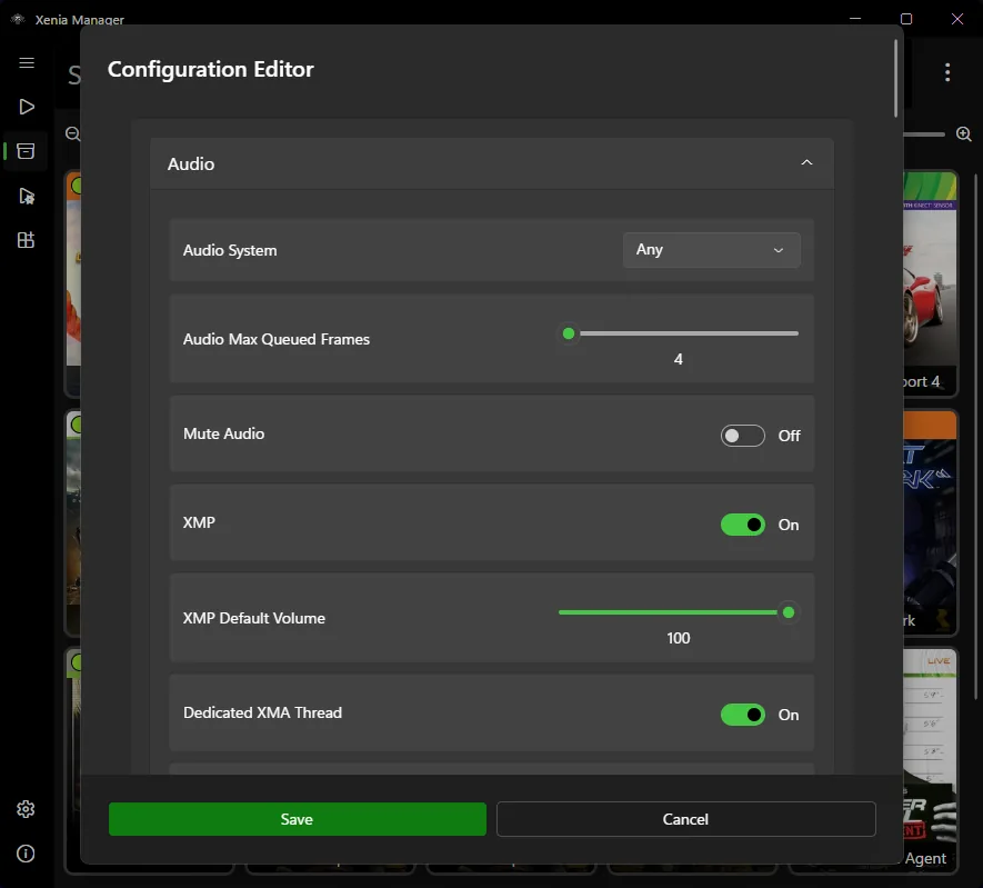 Official Xenia Manager per-game configuration editor for isolated controller testing